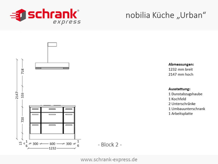 Kchenzeile / Kchenblock nobilia elements Urban, vormontiert, konfigurierbar