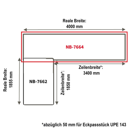 Eck-Arbeitsplatte nobilia elements APDEE400-60E, rechter Schenkel mit Einsparung, 354 Beton Schiefergrau, 400 cm