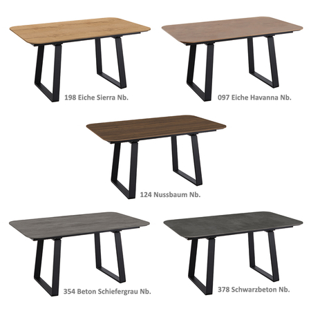 Esstisch Nobilia Rom | Kufengestell schwarz | Tischplatte mit runden Ecken | versch. Lngen & Dekore